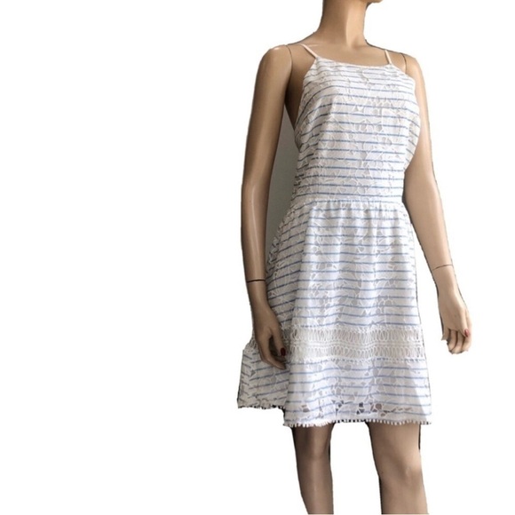 NEW J By J.O.A fit & flare blue& white stripe dress size:XL - Picture 1 of 13